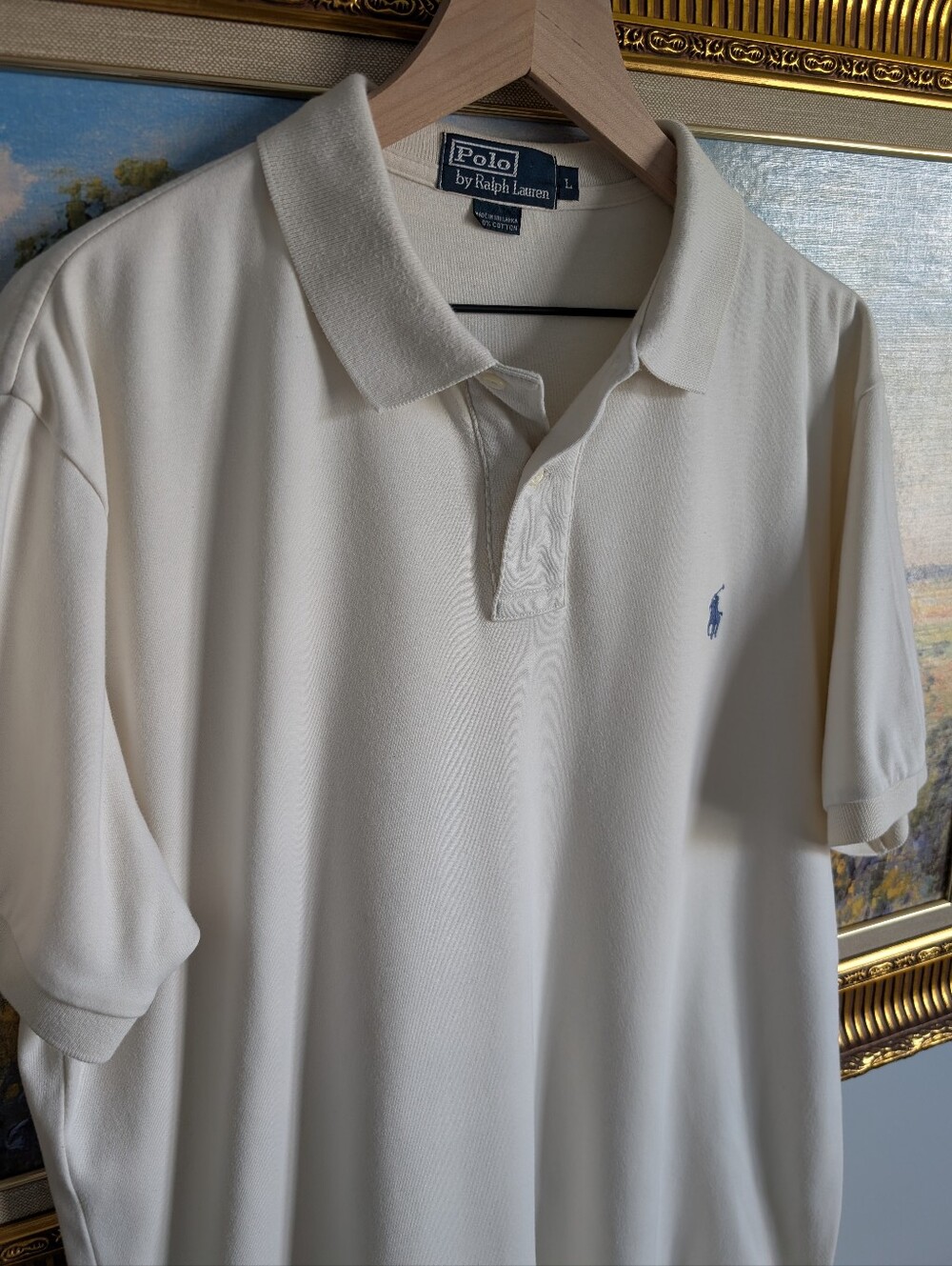 Ralph Lauren Polo Shirt in Off-White with Blue Pony